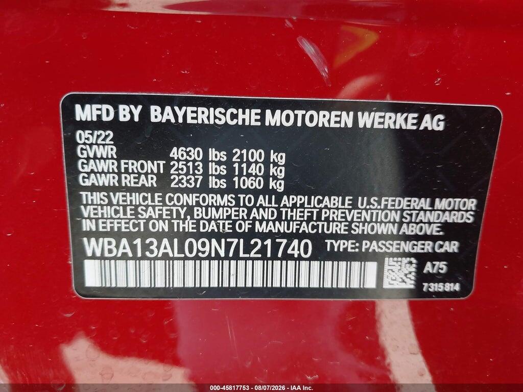 WBA13AL09N7L21740 2022 BMW M235 GRAN COUPE photo no. 9