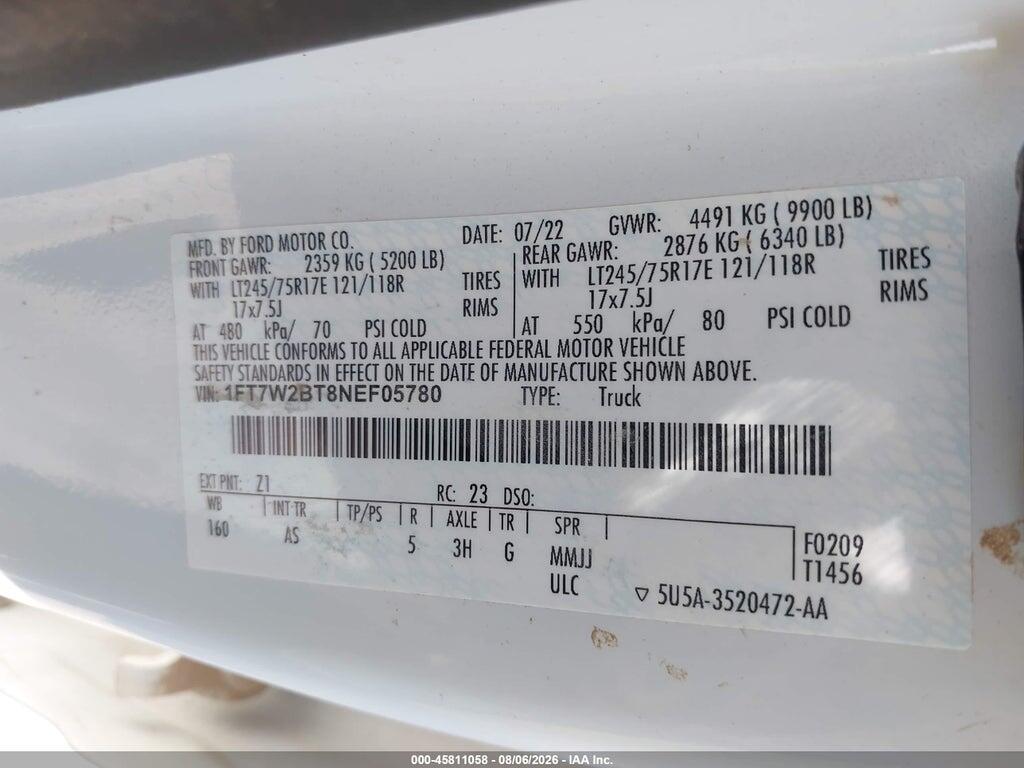 1FT7W2BT8NEF05780 2022 FORD F-250 photo no. 9