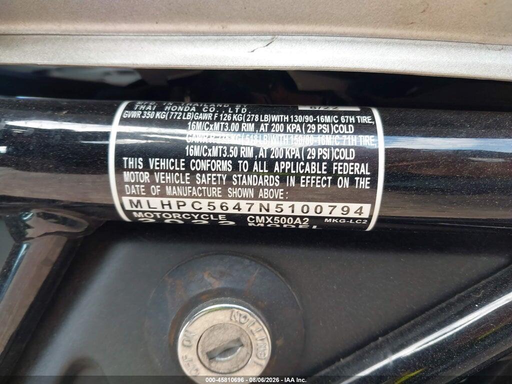 MLHPC5647N5100794 2022 HONDA CMX500 photo no. 10