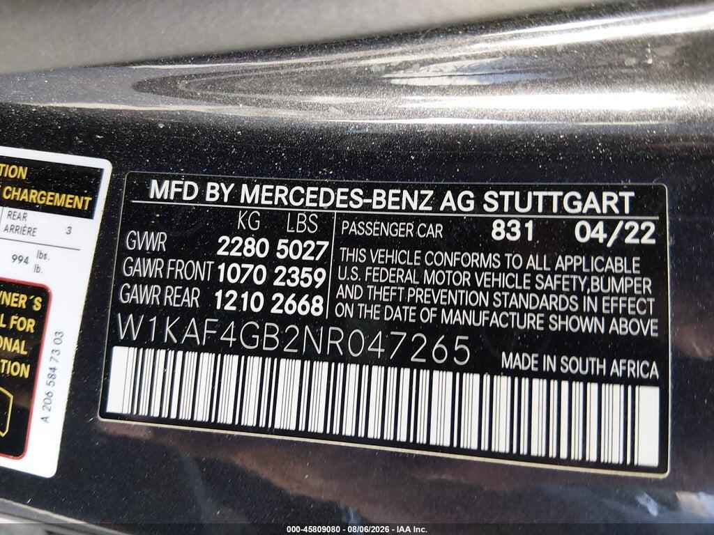 W1KAF4GB2NR047265 2022 MERCEDES-BENZ C 300 photo no. 9