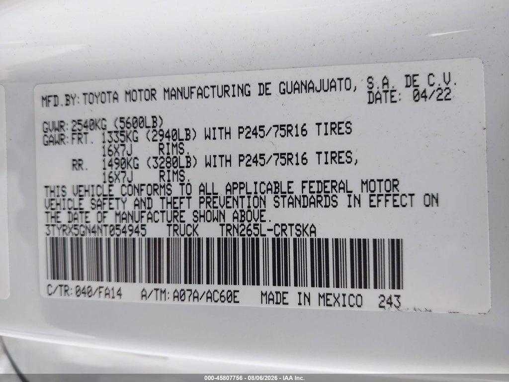 3TYRX5GN4NT054945 2022 TOYOTA TACOMA photo no. 9