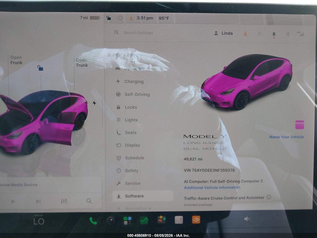 7SAYGDEE3NF359378 2022 TESLA MODEL Y photo no. 7