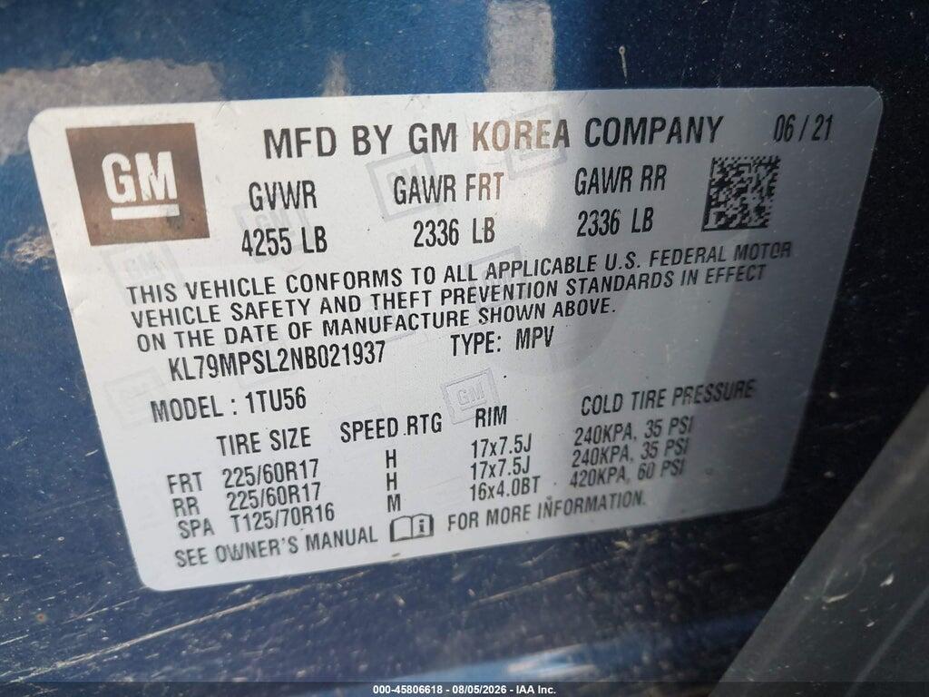 KL79MPSL2NB021937 2022 CHEVROLET TRAILBLAZER photo no. 9