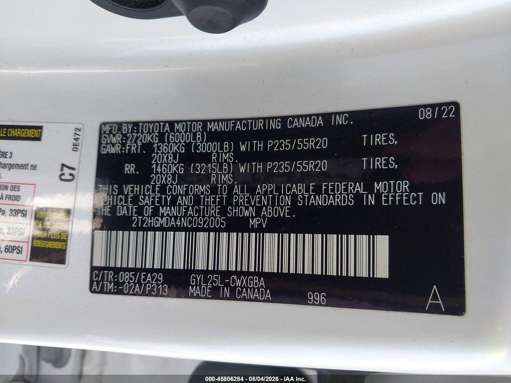 2T2HGMDA4NC092005 2022 LEXUS RX 450H photo no. 9