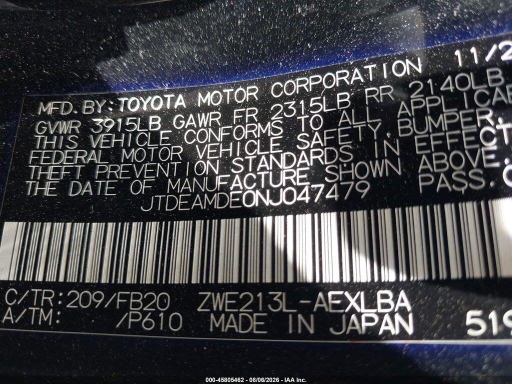 JTDEAMDE0NJ047479 2022 TOYOTA COROLLA photo no. 9