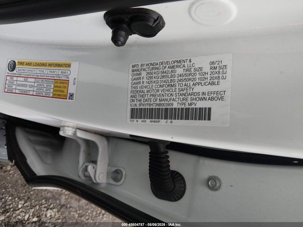5FNYF6H73NB003909 2022 HONDA PILOT photo no. 9