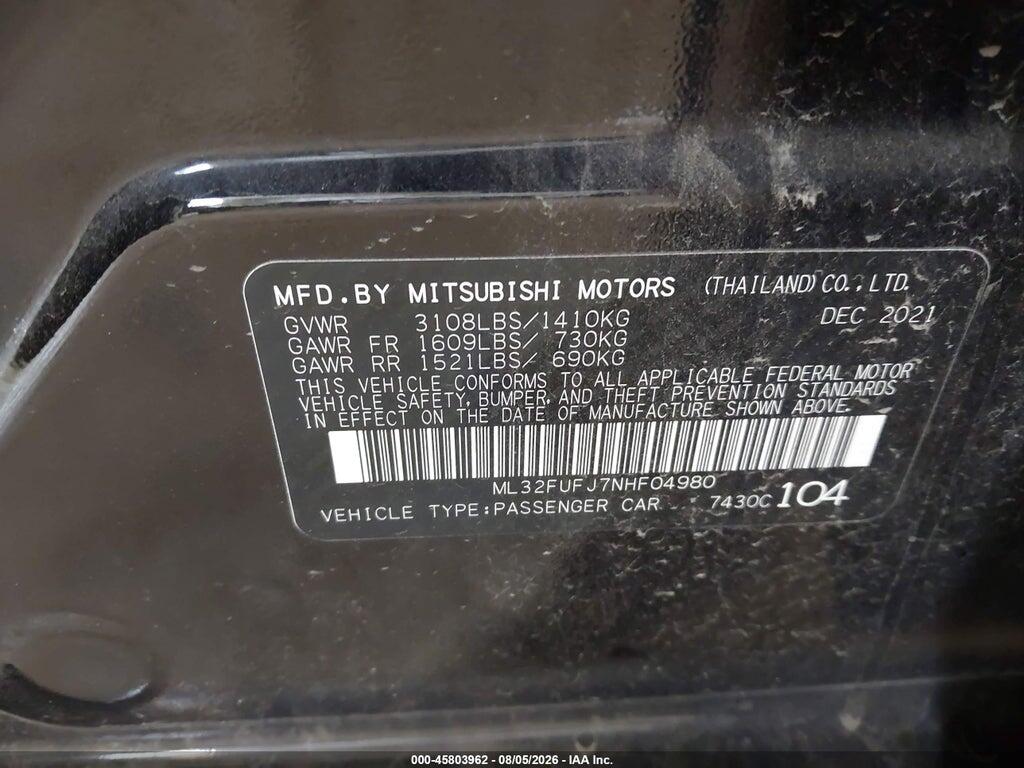 ML32FUFJ7NHF04980 2022 MITSUBISHI MIRAGE G4 photo no. 9