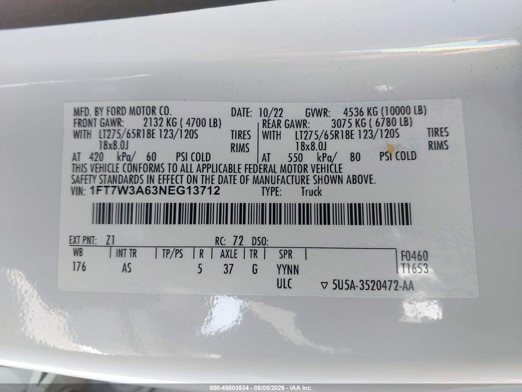 1FT7W3A63NEG13712 2022 FORD F-350 photo no. 9