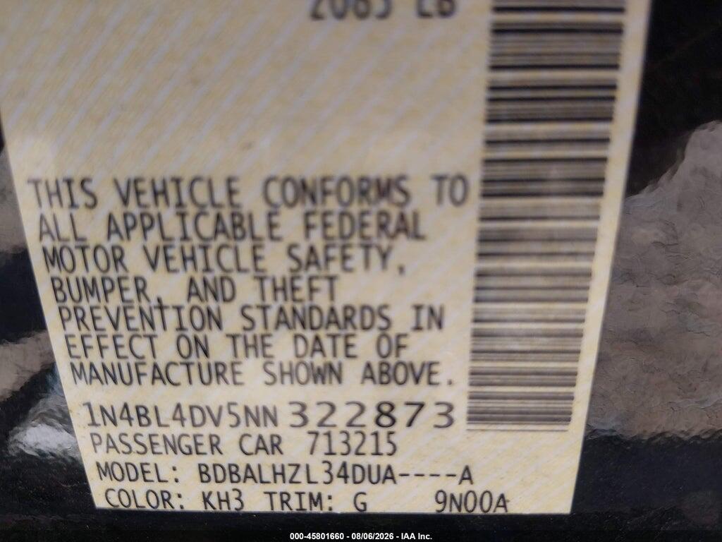 1N4BL4DV5NN322873 2022 NISSAN ALTIMA photo no. 9