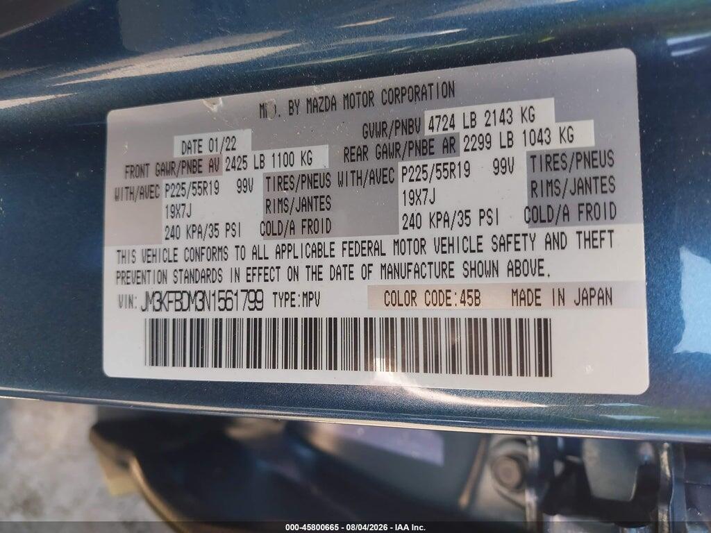 JM3KFBDM3N1561799 2022 MAZDA CX-5 photo no. 9