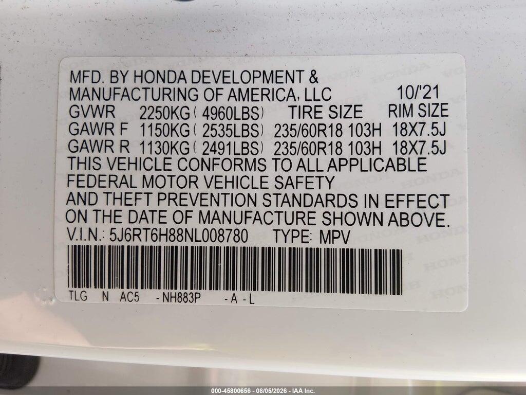 5J6RT6H88NL008780 2022 HONDA CR-V HYBRID photo no. 9
