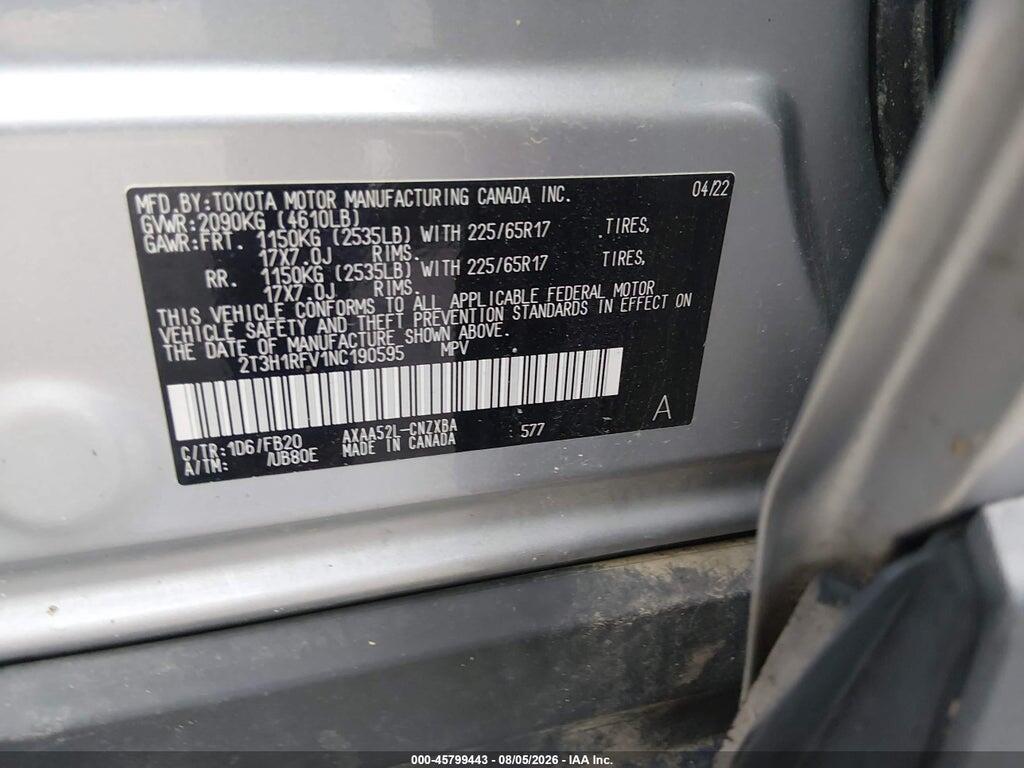2T3H1RFV1NC190595 2022 TOYOTA RAV4 photo no. 9