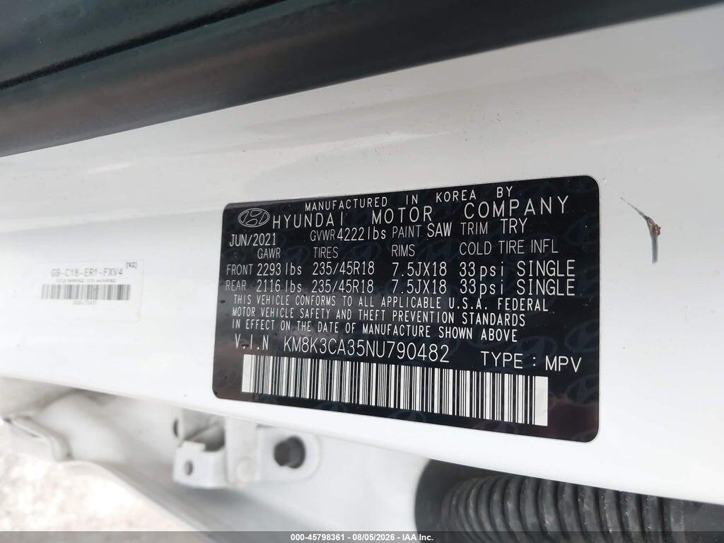 KM8K3CA35NU790482 2022 HYUNDAI KONA photo no. 9
