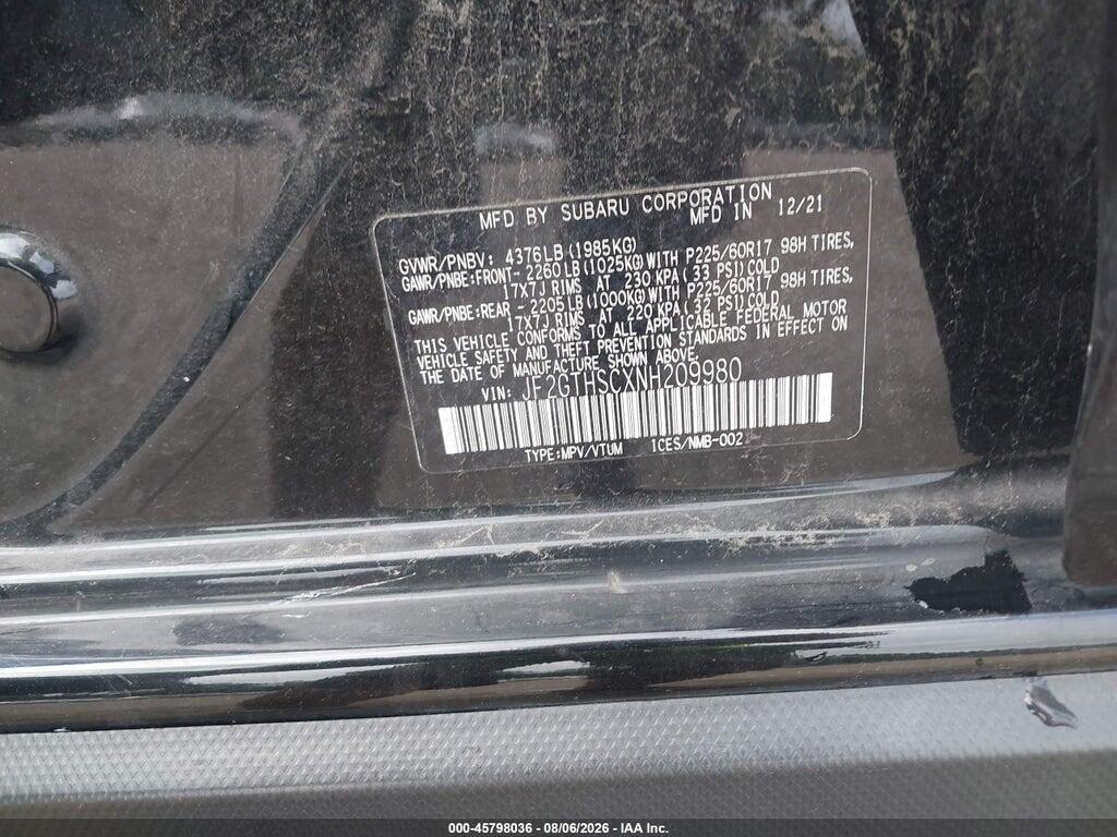 JF2GTHSCXNH209980 2022 SUBARU CROSSTREK photo no. 9