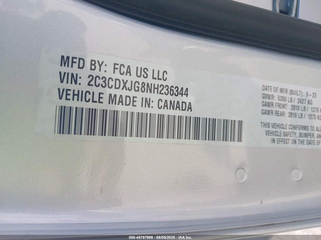 2C3CDXJG8NH236344 2022 DODGE CHARGER photo no. 9