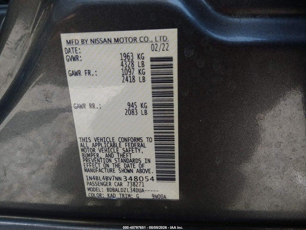 1N4BL4BV7NN348054 2022 NISSAN ALTIMA photo no. 9