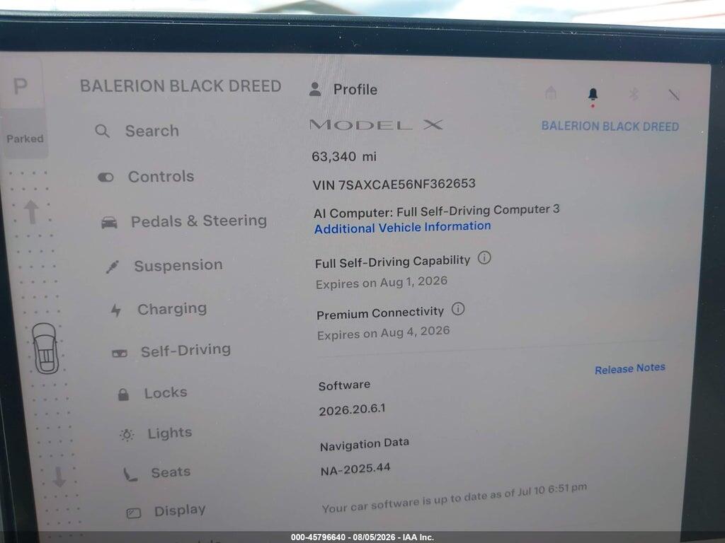 7SAXCAE56NF362653 2022 TESLA MODEL X photo no. 7