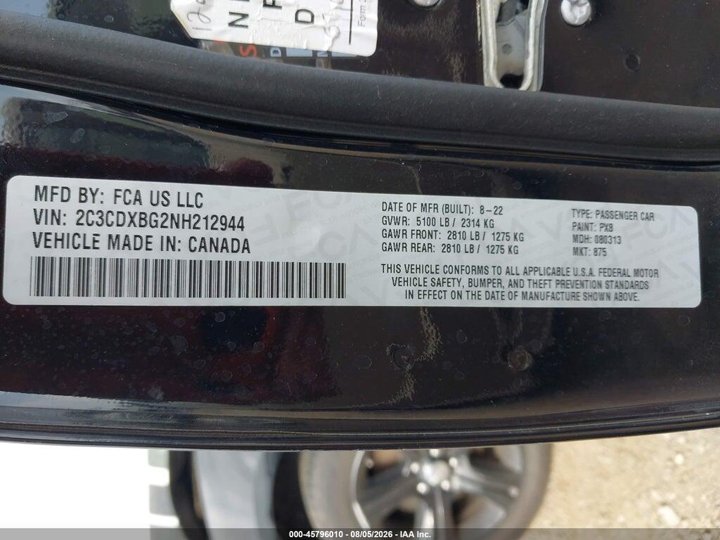 2C3CDXBG2NH212944 2022 DODGE CHARGER photo no. 9