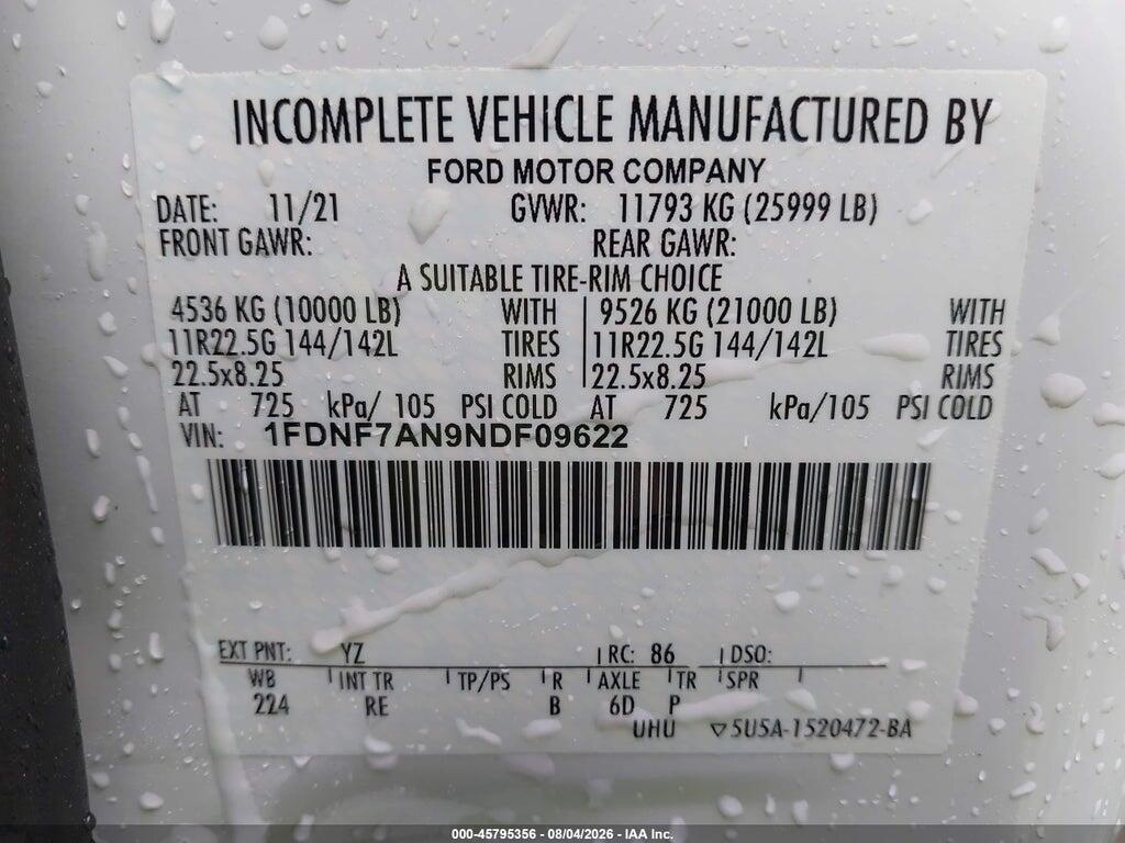 1FDNF7AN9NDF09622 2022 FORD F-750 GAS photo no. 8