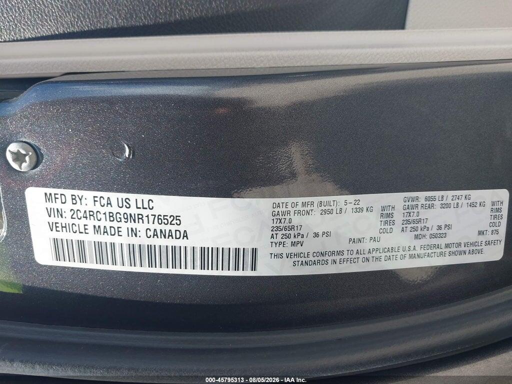 2C4RC1BG9NR176525 2022 CHRYSLER PACIFICA photo no. 9