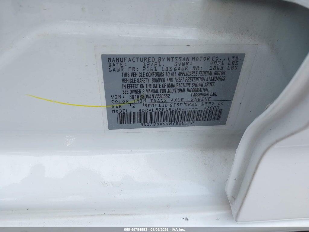 3N1AB8DV4NY220552 2022 NISSAN SENTRA photo no. 9