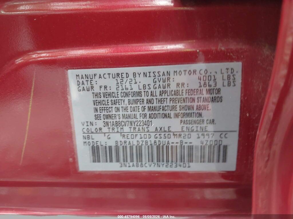 3N1AB8CV7NY223401 2022 NISSAN SENTRA photo no. 9