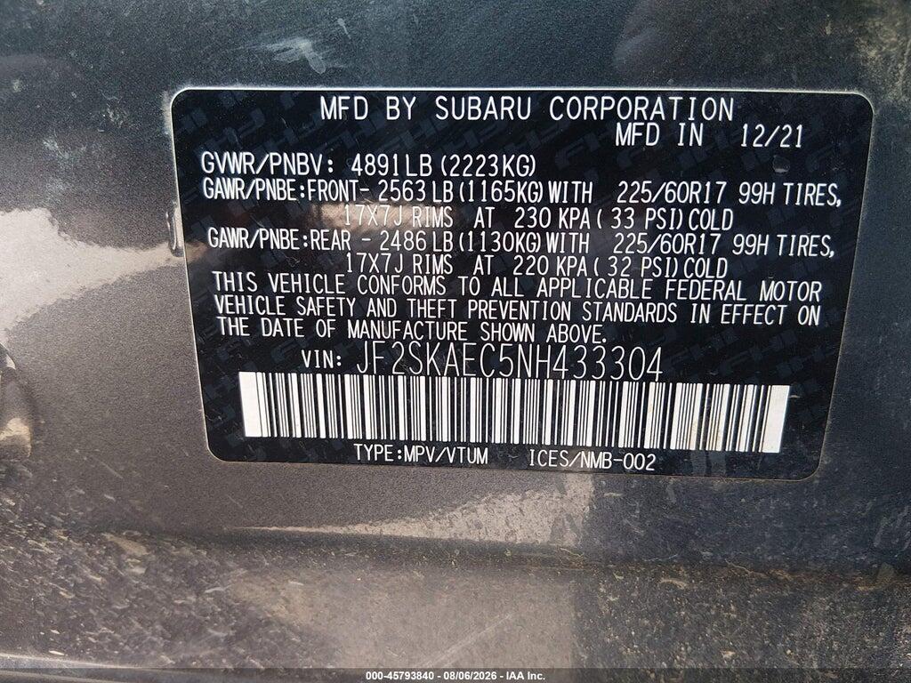 JF2SKAEC5NH433304 2022 SUBARU FORESTER photo no. 9