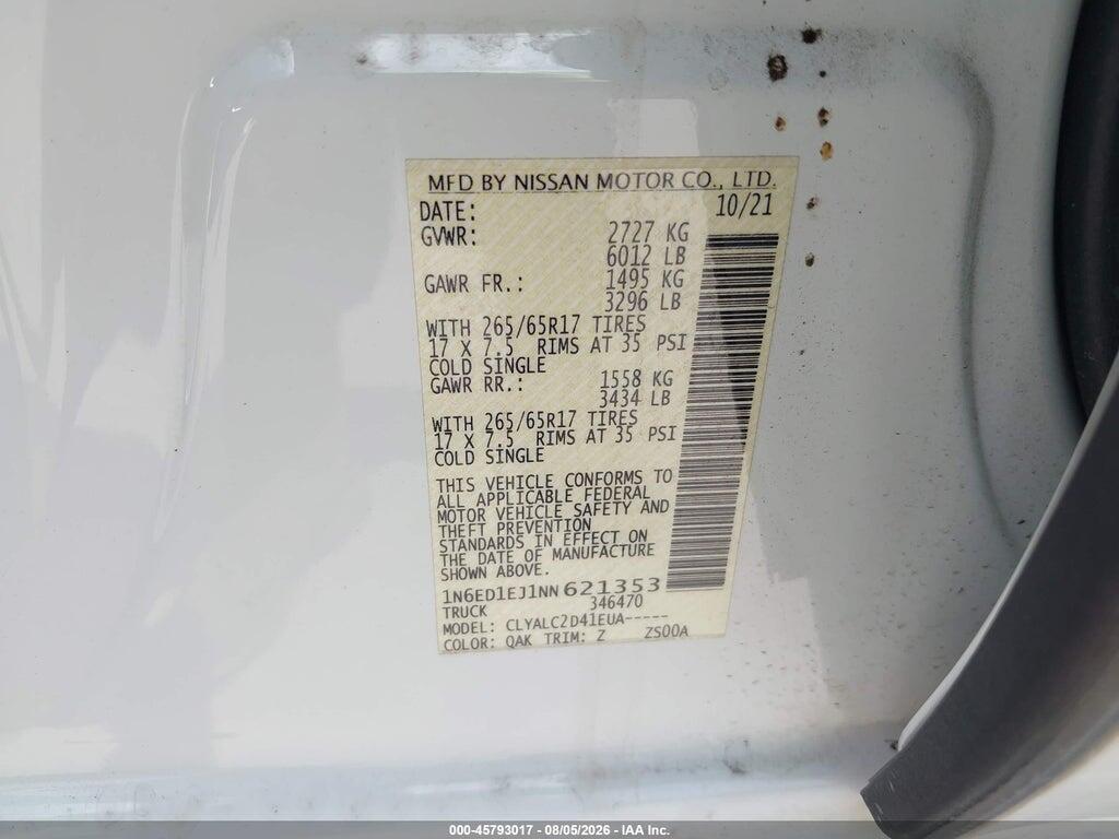 1N6ED1EJ1NN621353 2022 NISSAN FRONTIER photo no. 9