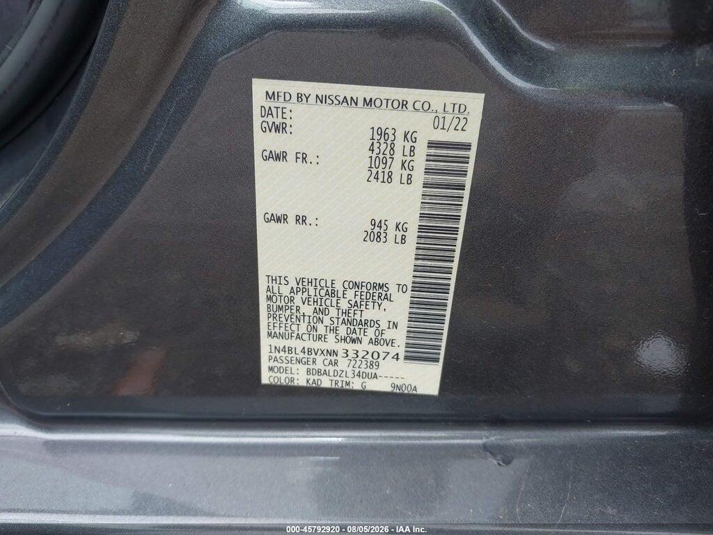 1N4BL4BVXNN332074 2022 NISSAN ALTIMA photo no. 9