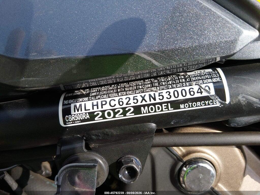 MLHPC625XN5300640 2022 HONDA CBR500 photo no. 10