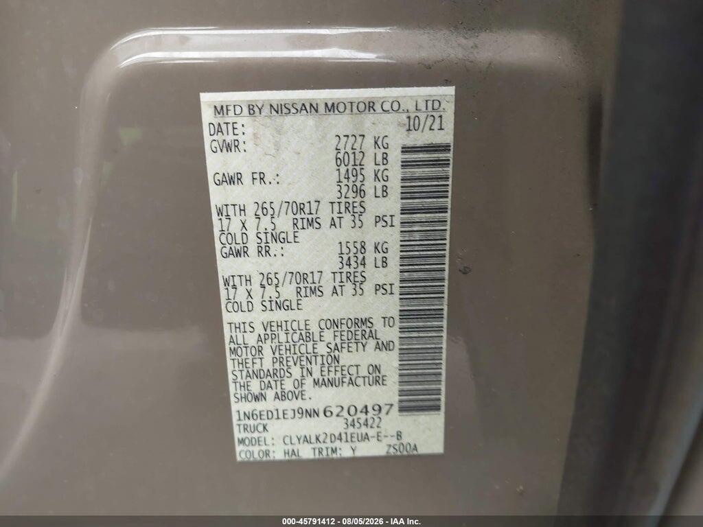 1N6ED1EJ9NN620497 2022 NISSAN FRONTIER photo no. 9