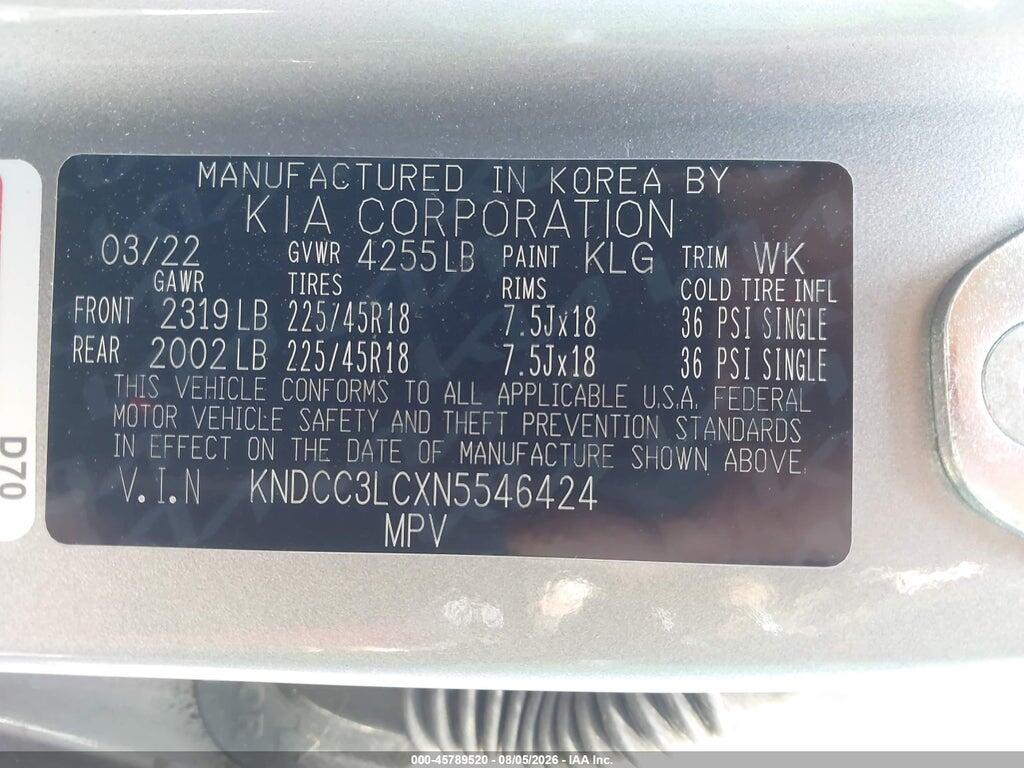 KNDCC3LCXN5546424 2022 KIA NIRO photo no. 9