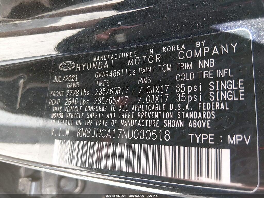 KM8JBCA17NU030518 2022 HYUNDAI TUCSON HYBRID photo no. 9