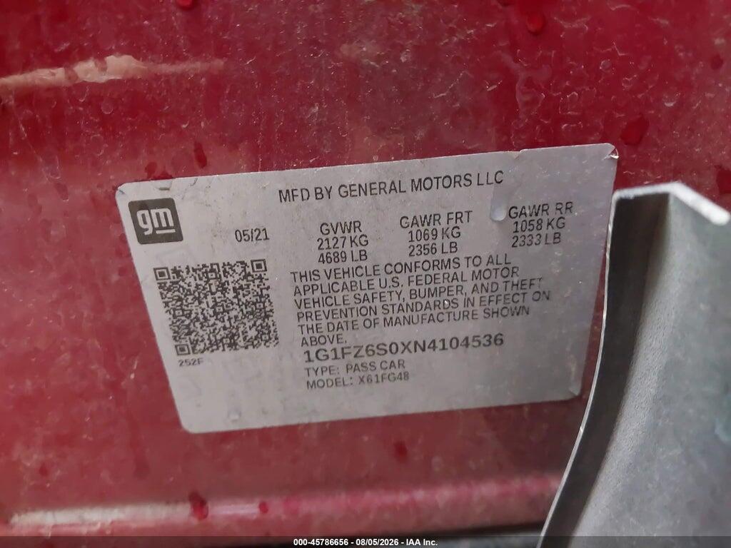 1G1FZ6S0XN4104536 2022 CHEVROLET BOLT EUV photo no. 9