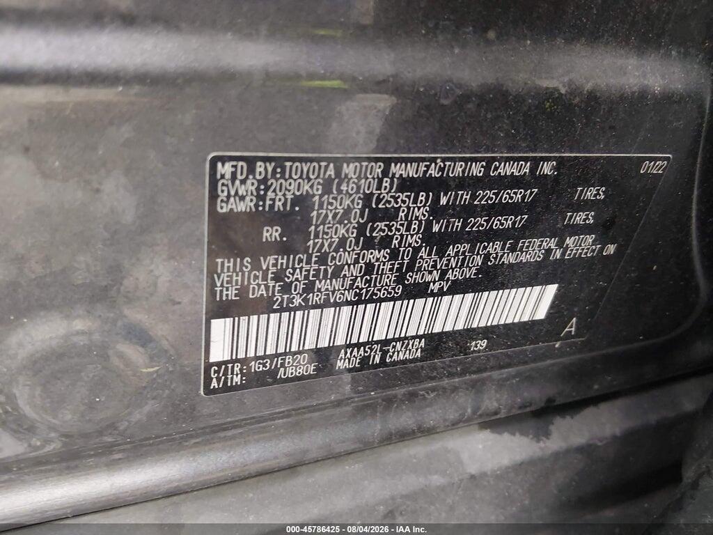 2T3K1RFV6NC175659 2022 TOYOTA RAV4 photo no. 9