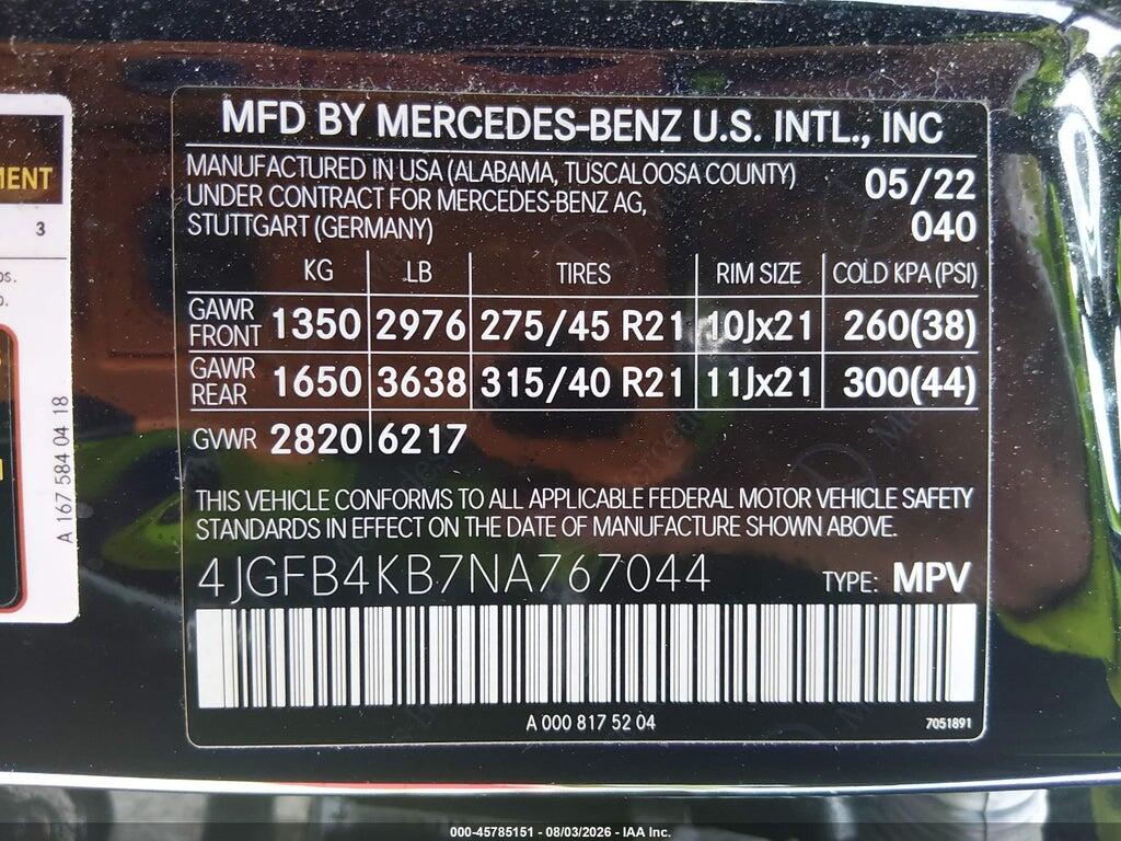 4JGFB4KB7NA767044 2022 MERCEDES-BENZ GLE 350 photo no. 9