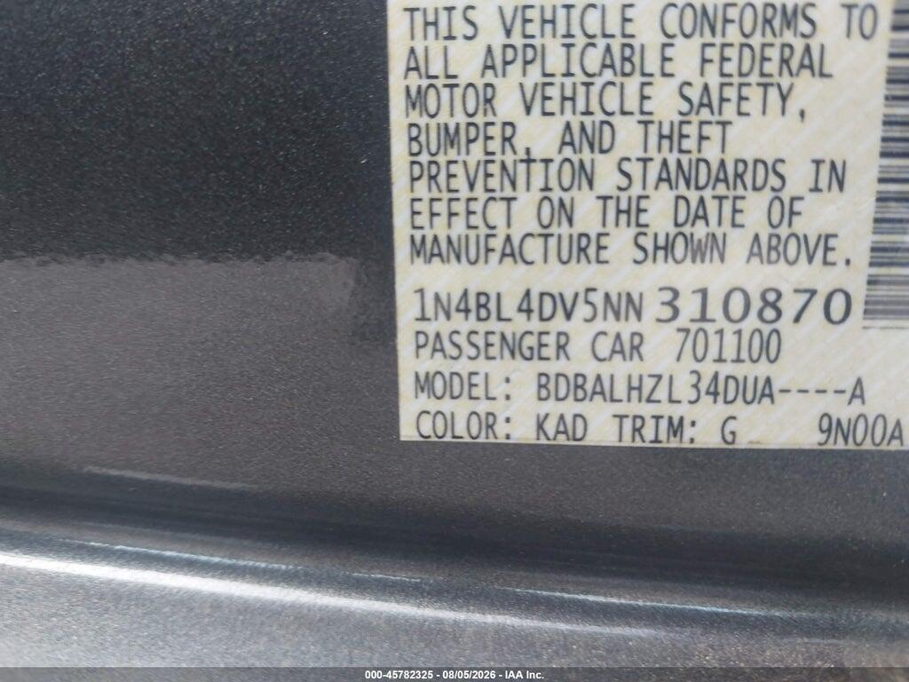 1N4BL4DV5NN310870 2022 NISSAN ALTIMA photo no. 9
