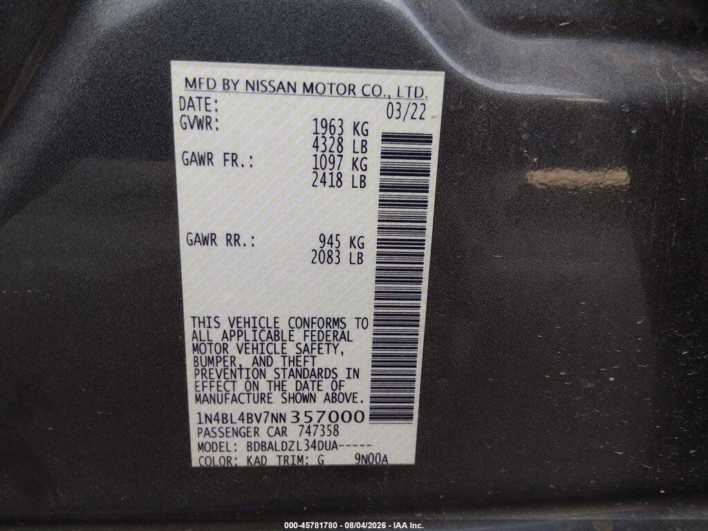 1N4BL4BV7NN357000 2022 NISSAN ALTIMA photo no. 9