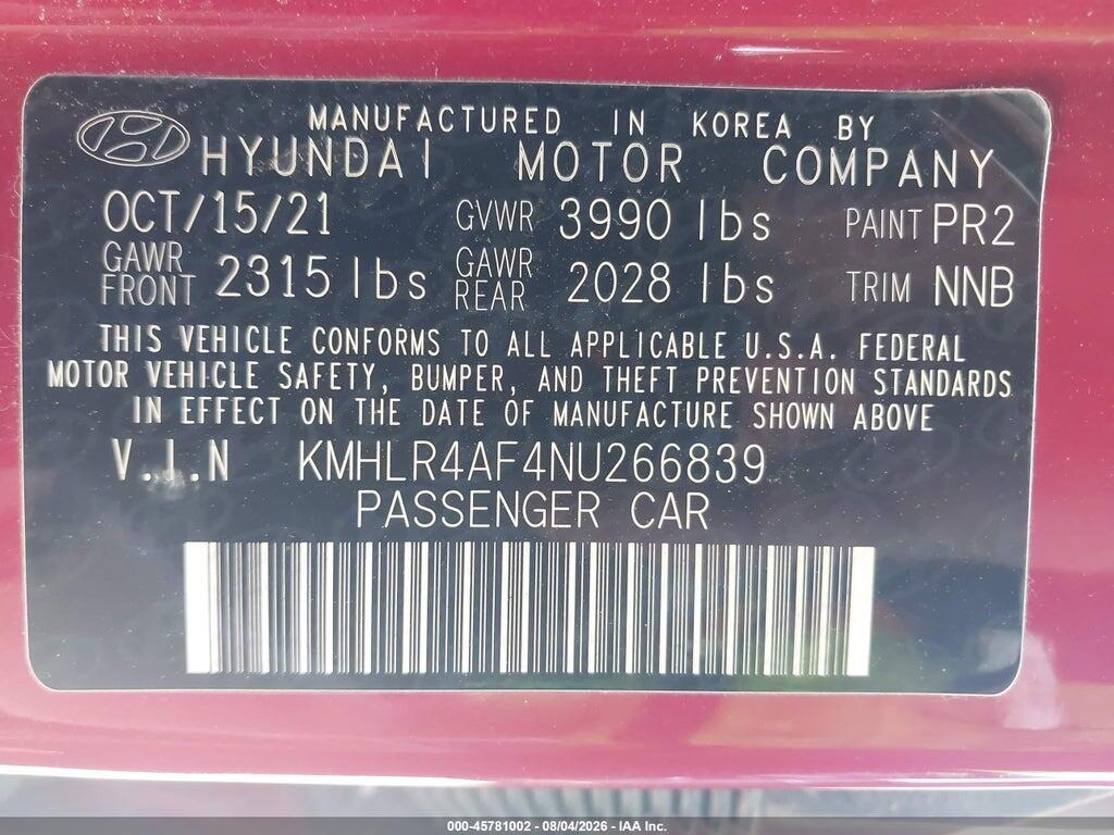 KMHLR4AF4NU266839 2022 HYUNDAI ELANTRA photo no. 9