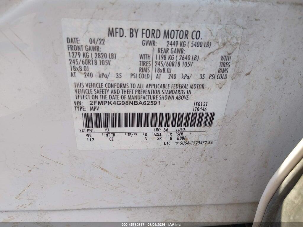 2FMPK4G98NBA62591 2022 FORD EDGE photo no. 9