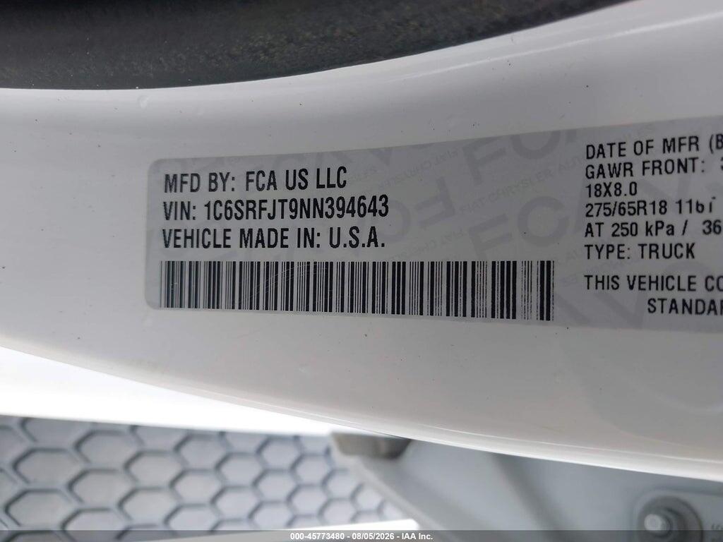 1C6SRFJT9NN394643 2022 RAM 1500 photo no. 9