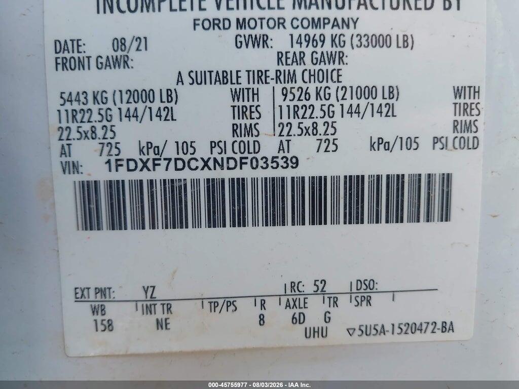 1FDXF7DCXNDF03539 2022 FORD F-750 DIESEL photo no. 8
