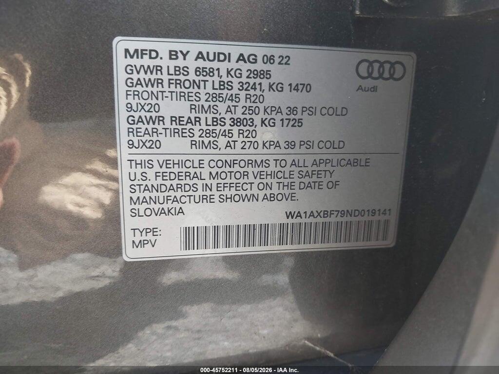 WA1AXBF79ND019141 2022 AUDI Q7 photo no. 9