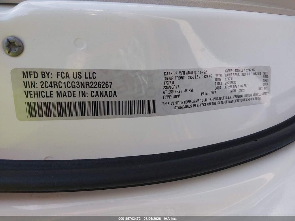 2C4RC1CG3NR226267 2022 CHRYSLER VOYAGER photo no. 9