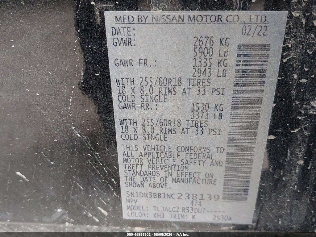 5N1DR3BB1NC238139 2022 NISSAN PATHFINDER photo no. 9