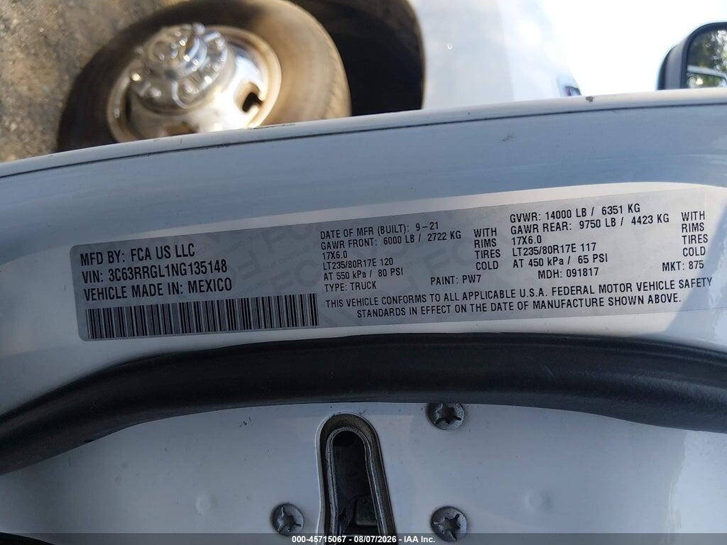 3C63RRGL1NG135148 2022 DODGE RAM 3500 photo no. 9
