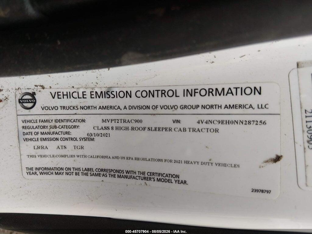 4V4NC9EH0NN287256 2022 VOLVO VNL photo no. 9