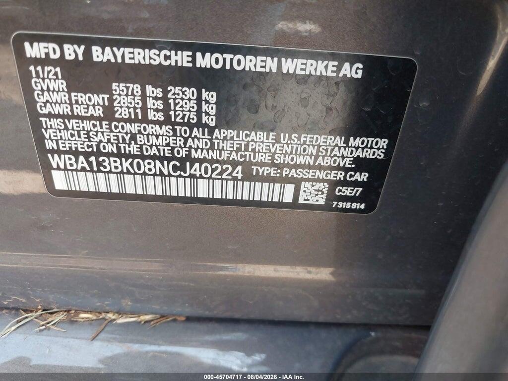 WBA13BK08NCJ40224 2022 BMW M550 photo no. 9
