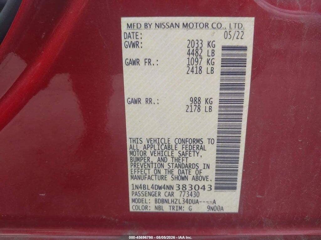 1N4BL4DW4NN383043 2022 NISSAN ALTIMA photo no. 9