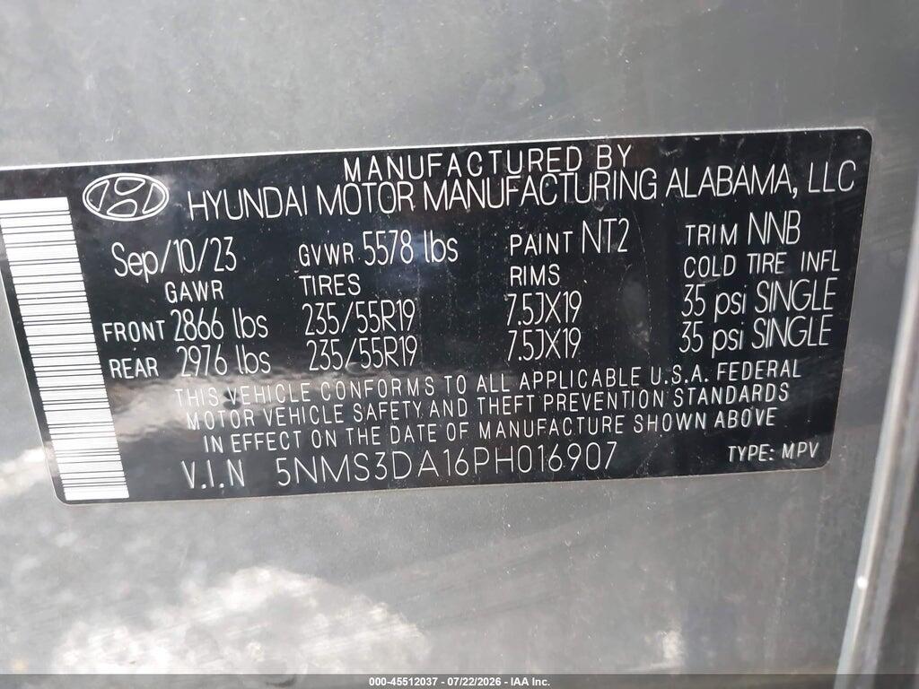 5NMS3DA16PH016907 2023 HYUNDAI SANTA FE HYBRID photo no. 9